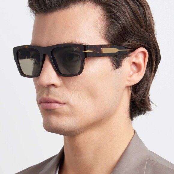 David Beckham DB 7000/S BOLD 0KVI Z0 Sunglasses Brown Square Frame, Blue Lenses - Picture 2 of 11